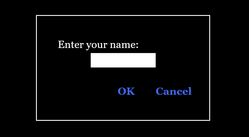 Result: Enter your name: ... OK / Cancel